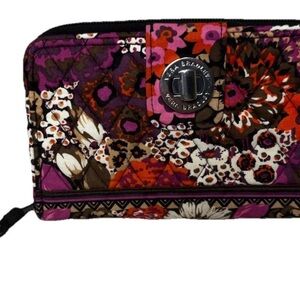 Vera Bradley Floral Key & Card Holder - Purple, Brown, and Orange